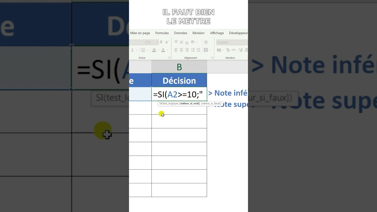 Excel : Maîtriser la formule SI avec 2 options