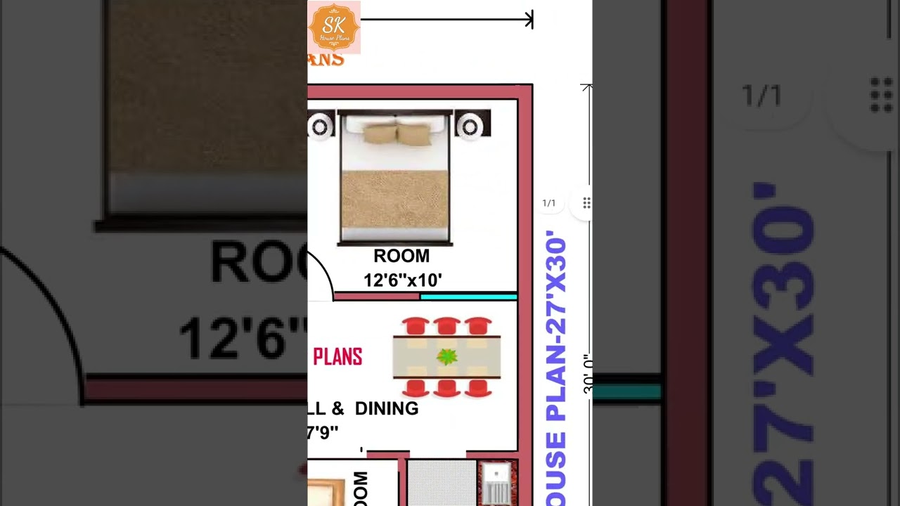 27X30 House Design || Beautiful House Plan || 27 X 30 House Plan || #shorts #AShortADay