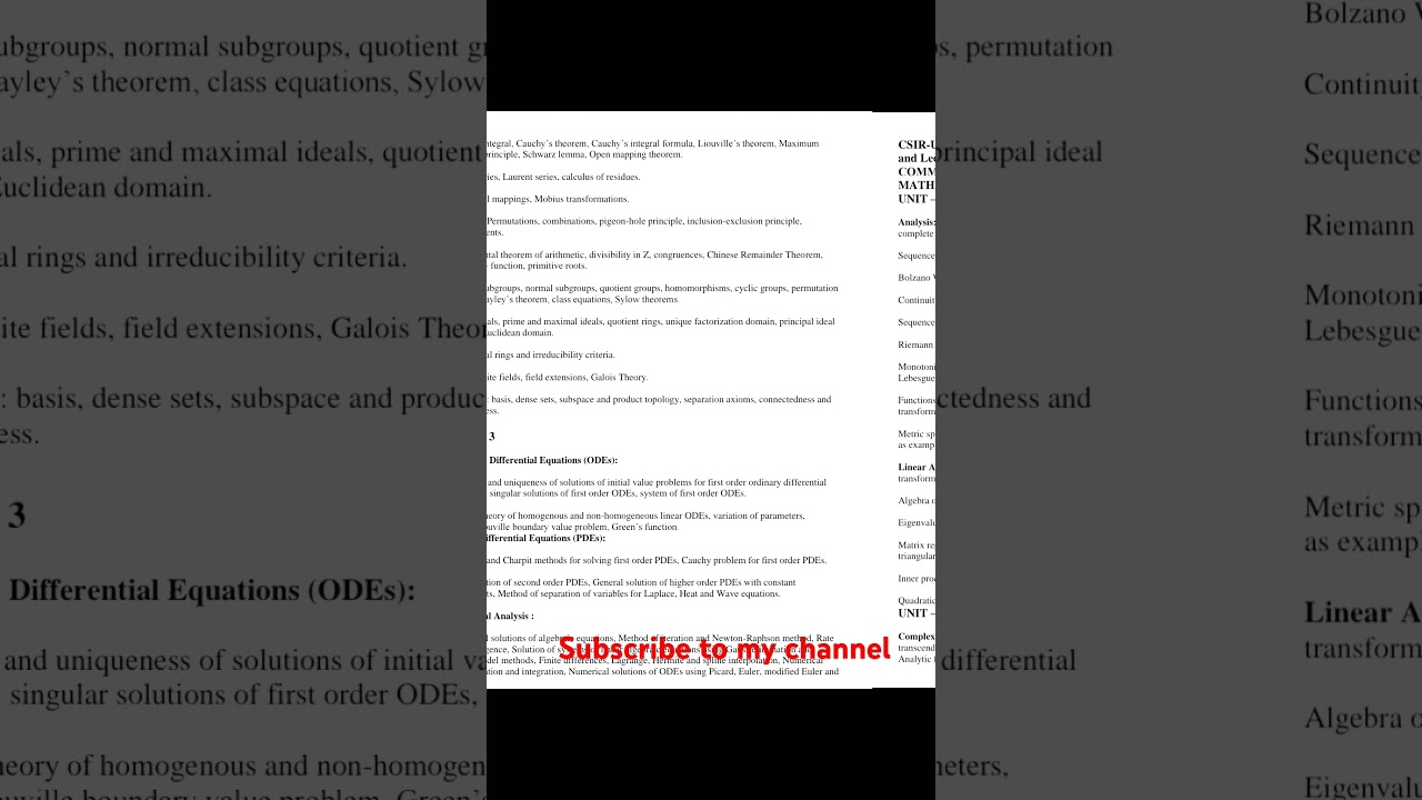 CSIR NET Mathematics Part-B & C Syllabus 2025