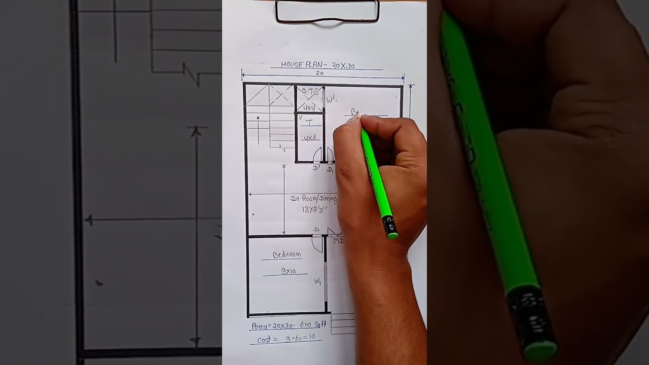 20×30 2BHK House Plan with Parking 🏡