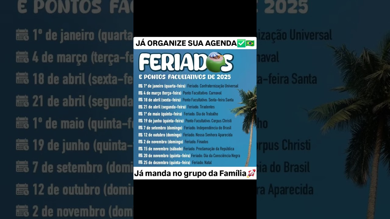Feriados 2025 no Brasil 🇧🇷