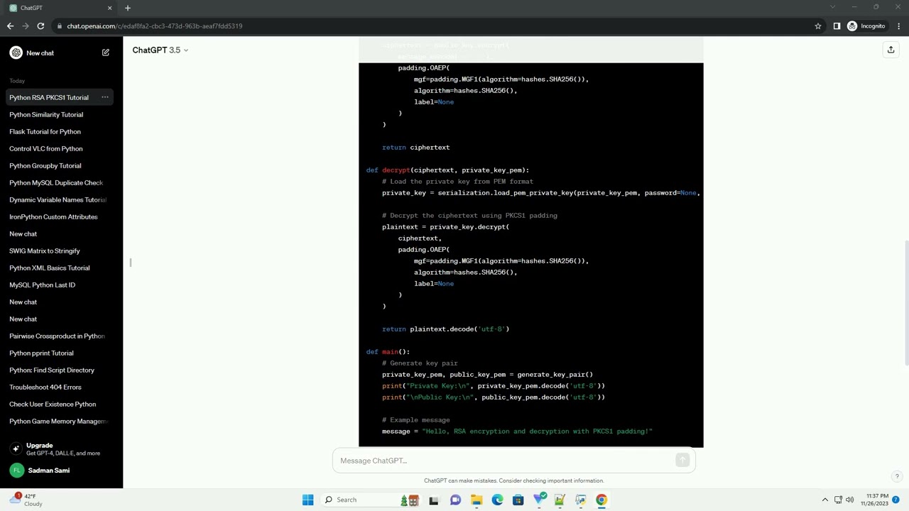 Python RSA with PKCS1 Implementation 🔐