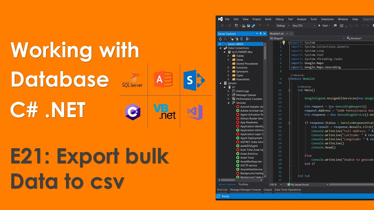 Bulk Data Export to CSV with C# .NET & OLEDB