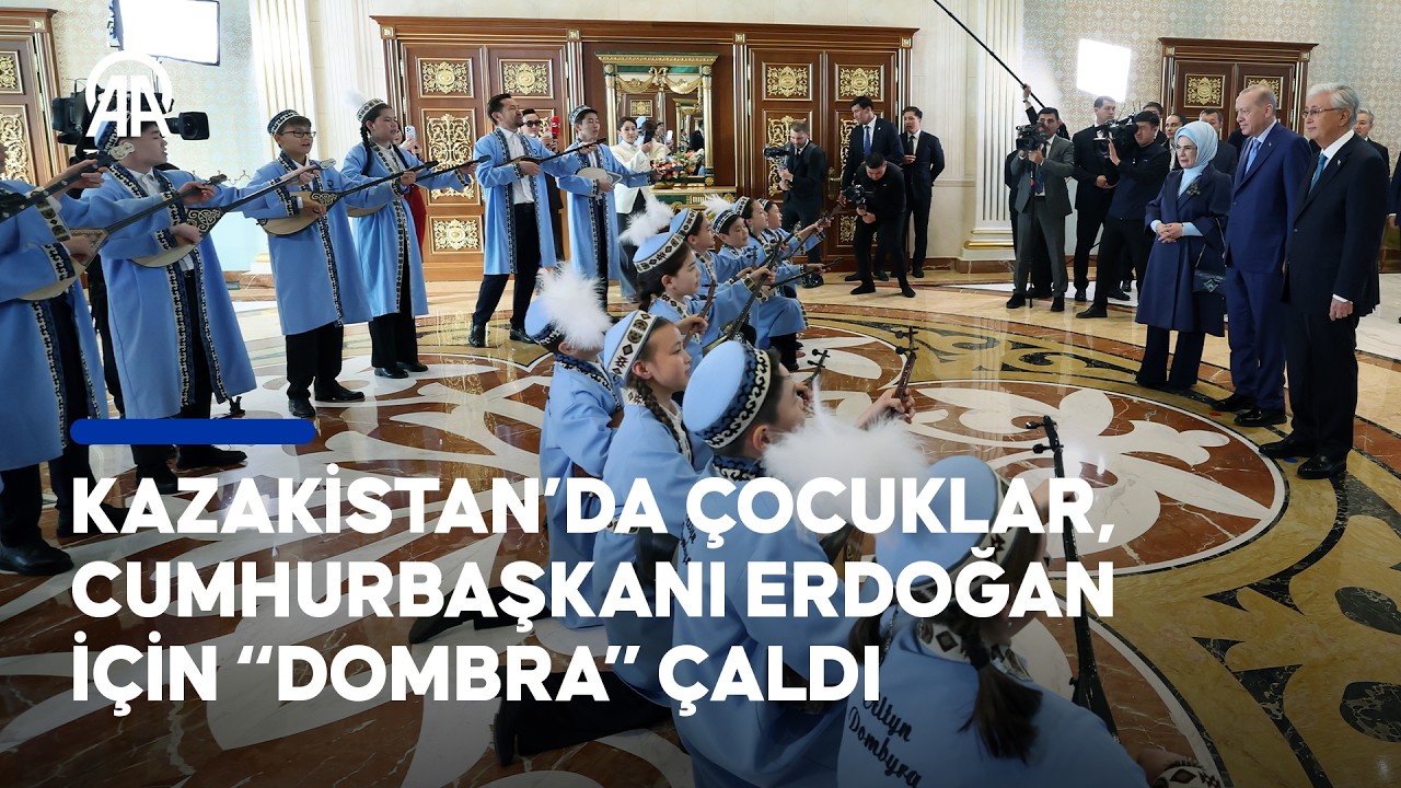 Kazakistan’da çocuklar, Cumhurbaşkanı Erdoğan için “Dombra” çaldı