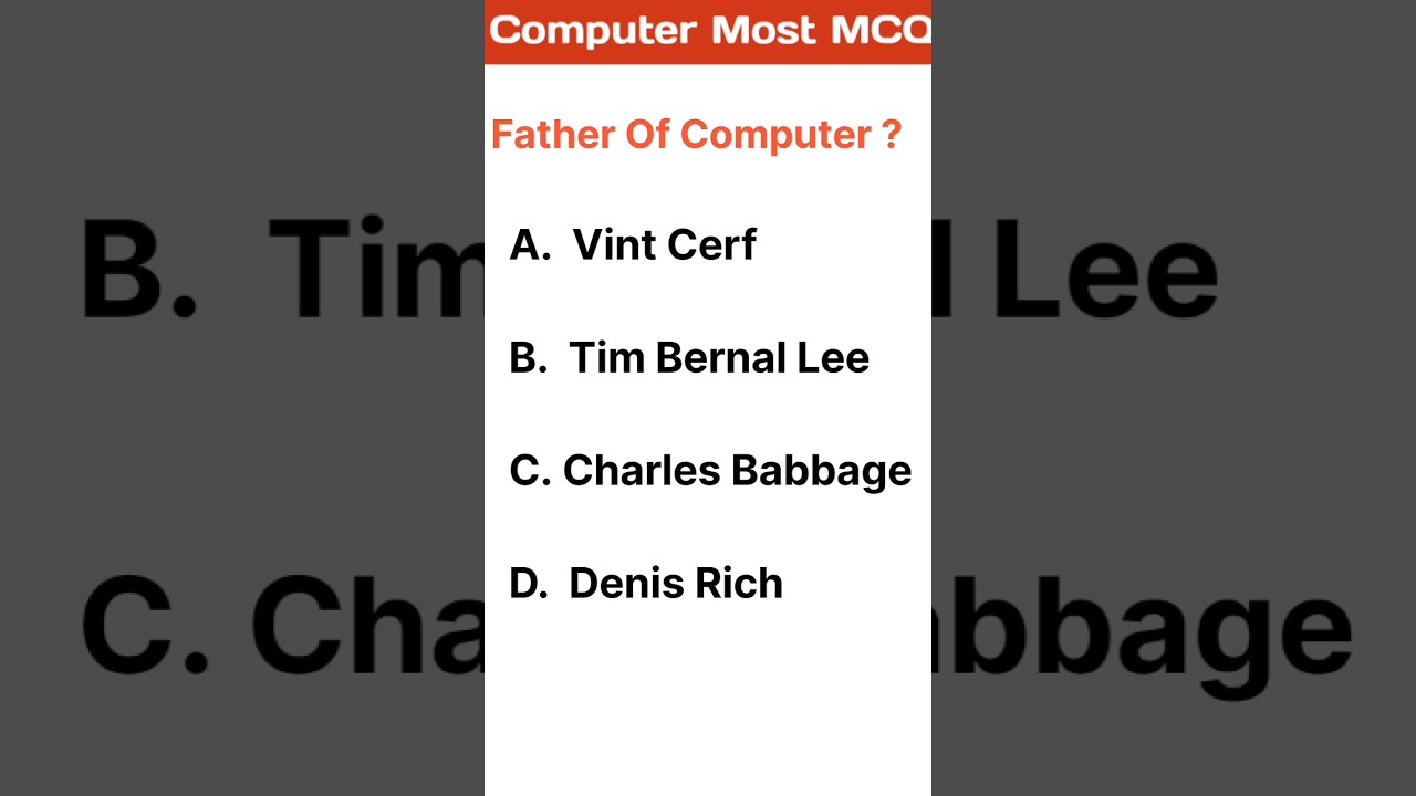Who is the Father of the Computer? 💻 | MCQ Quiz