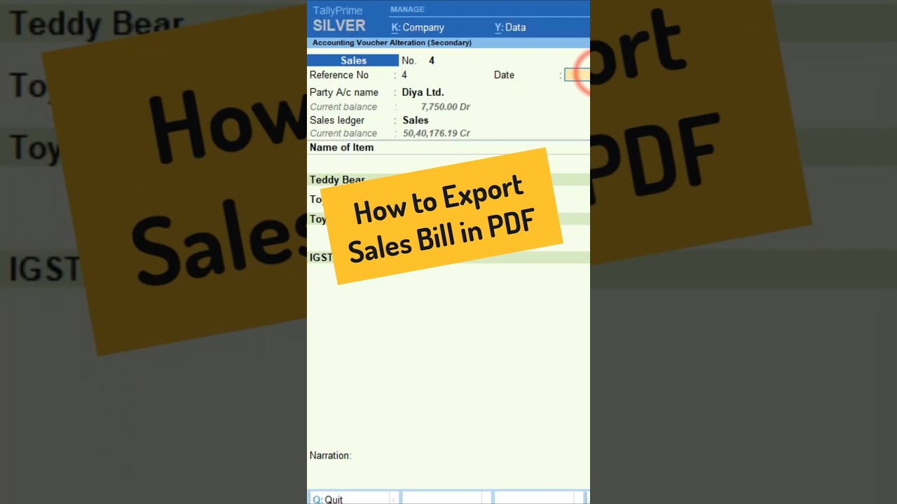 Master Exportting PDF Sales Bills with Tally Prime