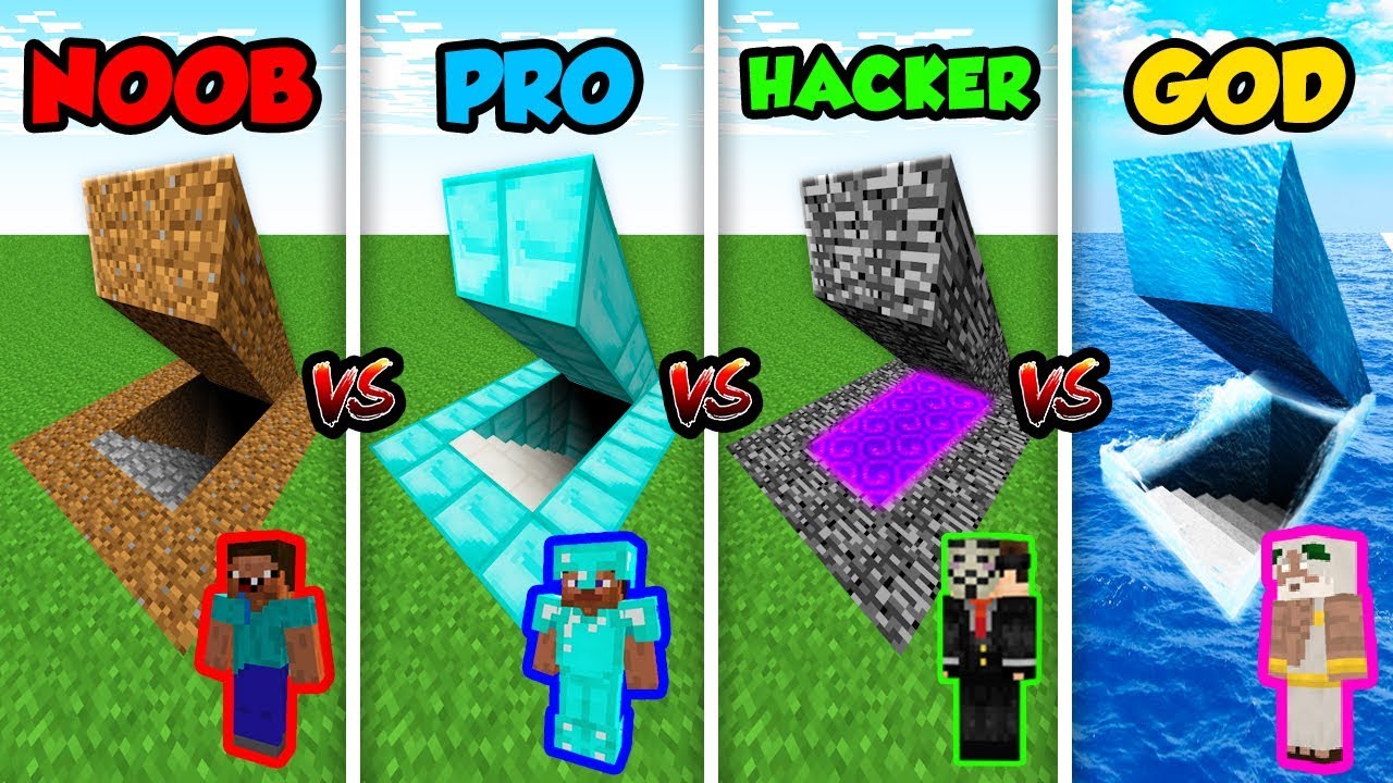 Minecraft NOOB vs. PRO vs. HACKER vs. GOD: Secret Base! 🎮