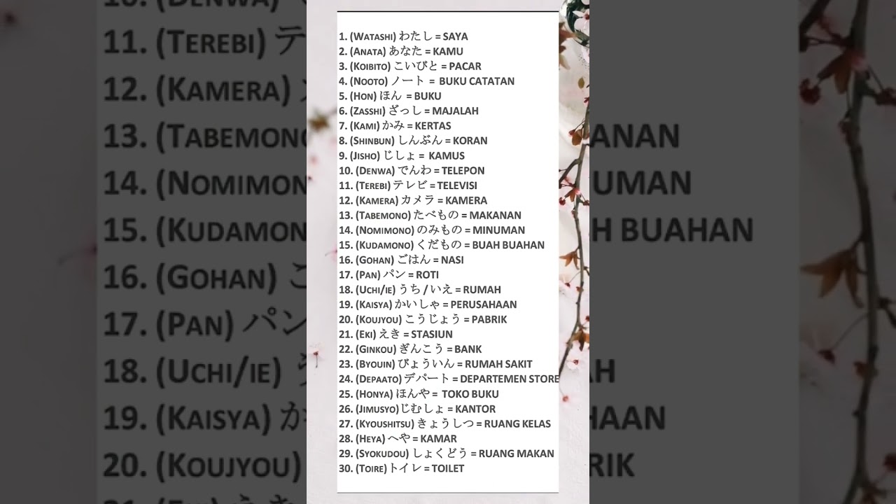 KATA BENDA Jepang Part 01 🇯🇵