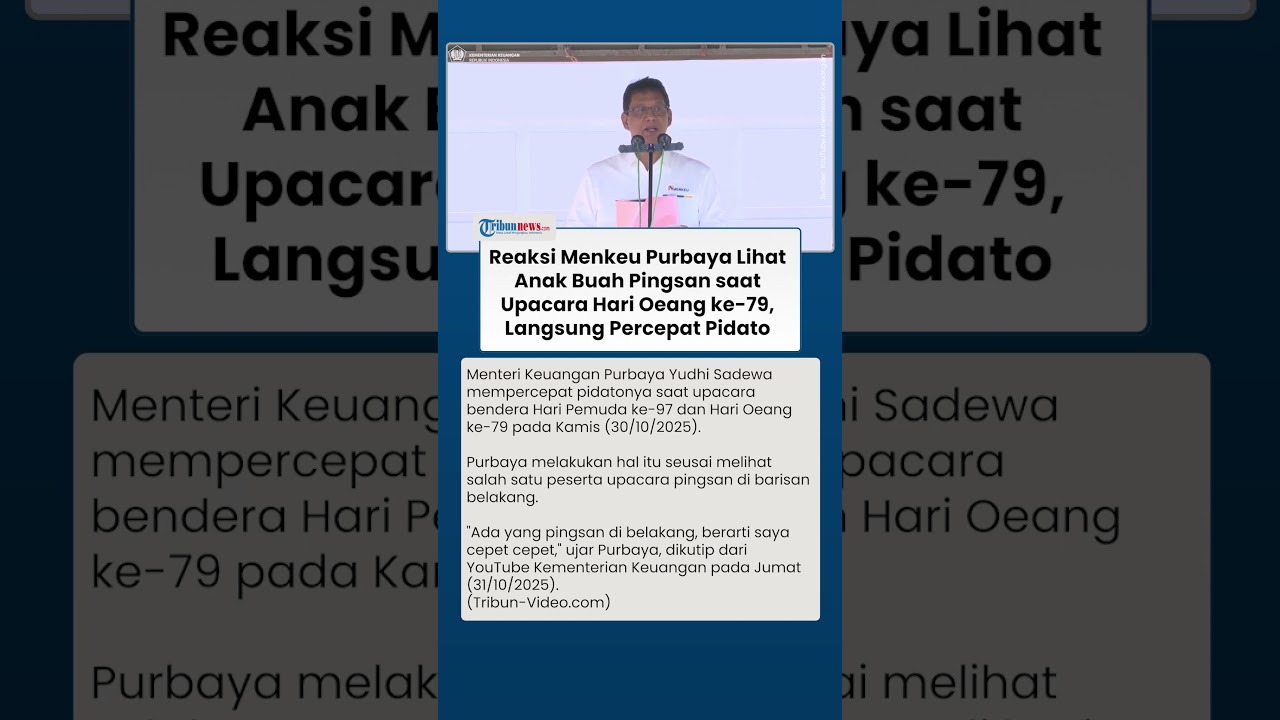 Menteri Keuangan Purbaya Cepat Berikan Pidato Setelah Anak Buah Pingsan di Upacara Hari Oeang ke-79