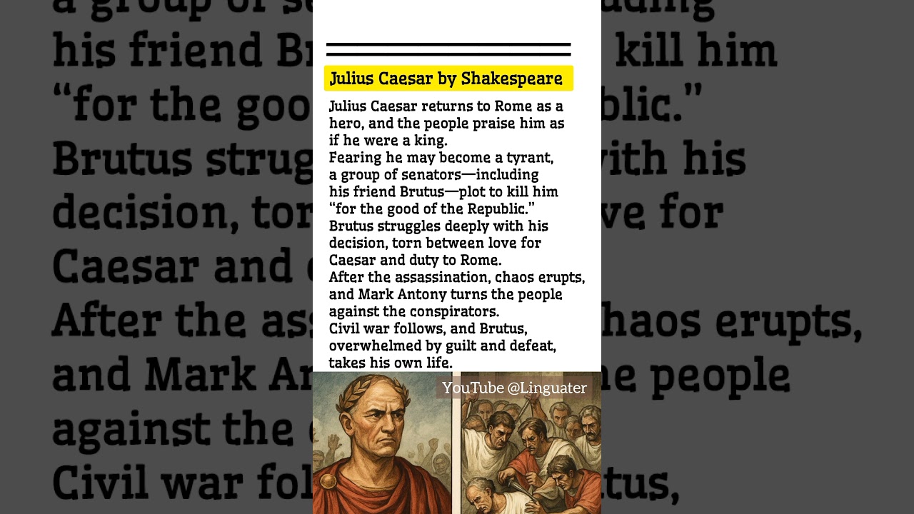 Julius Caesar – Short Summary & Analysis | Shakespeare Tragedy in 60 Seconds #shorts #shakespeare