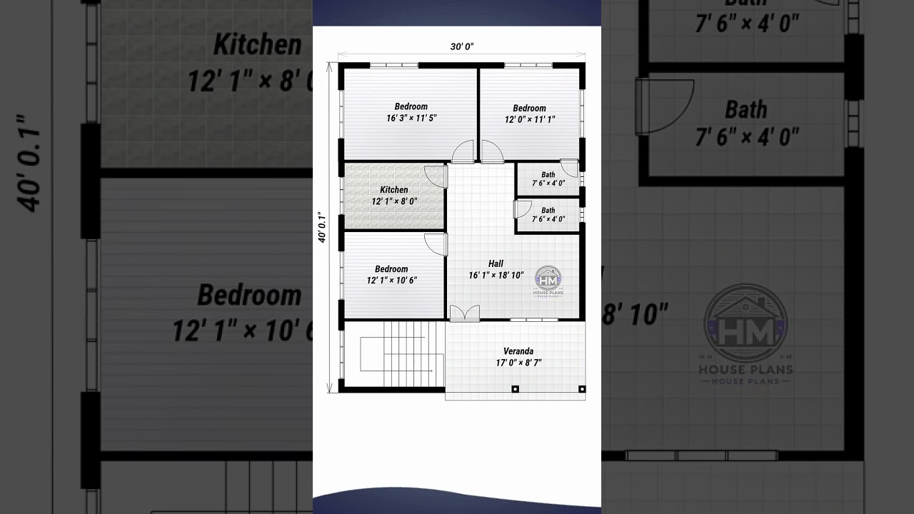 30x40 3BHK House Plan | Modern Spacious Design 🏠