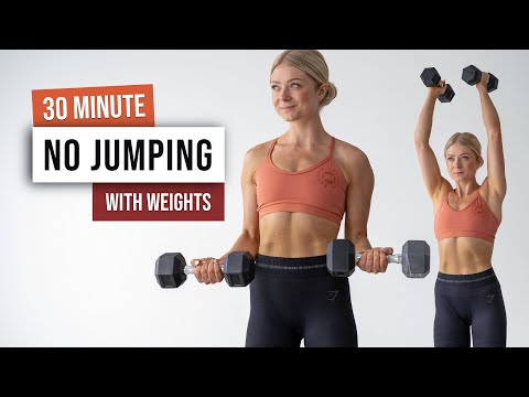 30 MIN NO JUMPING ALL STANDING HIIT With Weights - No Repeat, Low Impact Home Workout