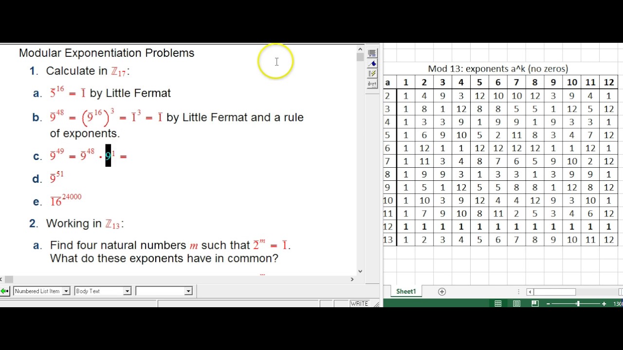 Modular Exponentiation Examples (Part 1) π’