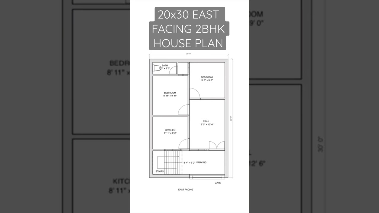 20x30 East-Facing 2BHK Vastu House Plan