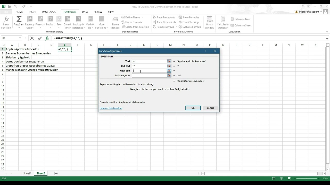 Excel Hack: Add Commas with SUBSTITUTE Formula