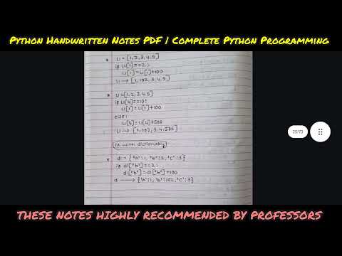 Python Handwritten Notes PDF | Complete Python Programming Guide for Beginners to Advanced
