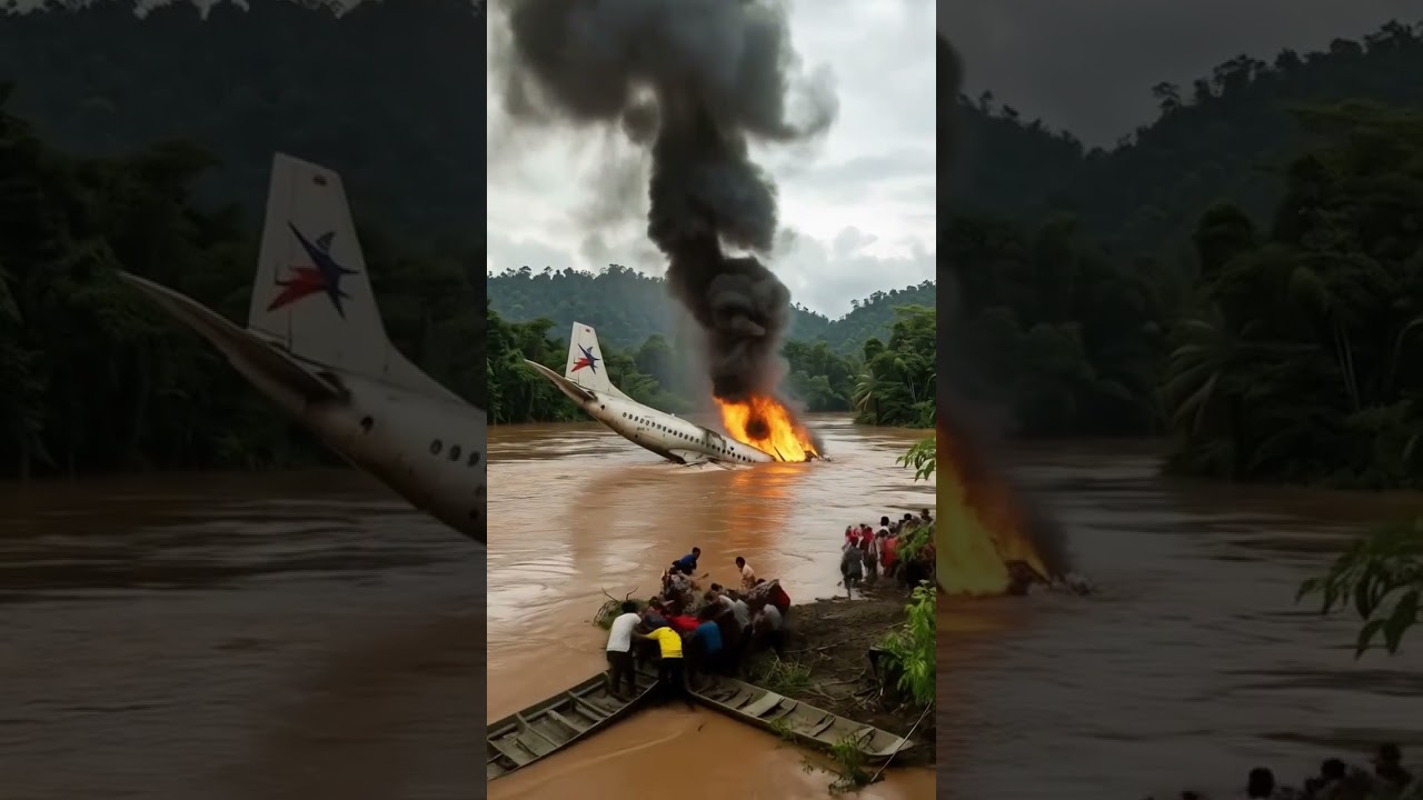 Fictional Aircraft Crash in Floodwaters 🚁
