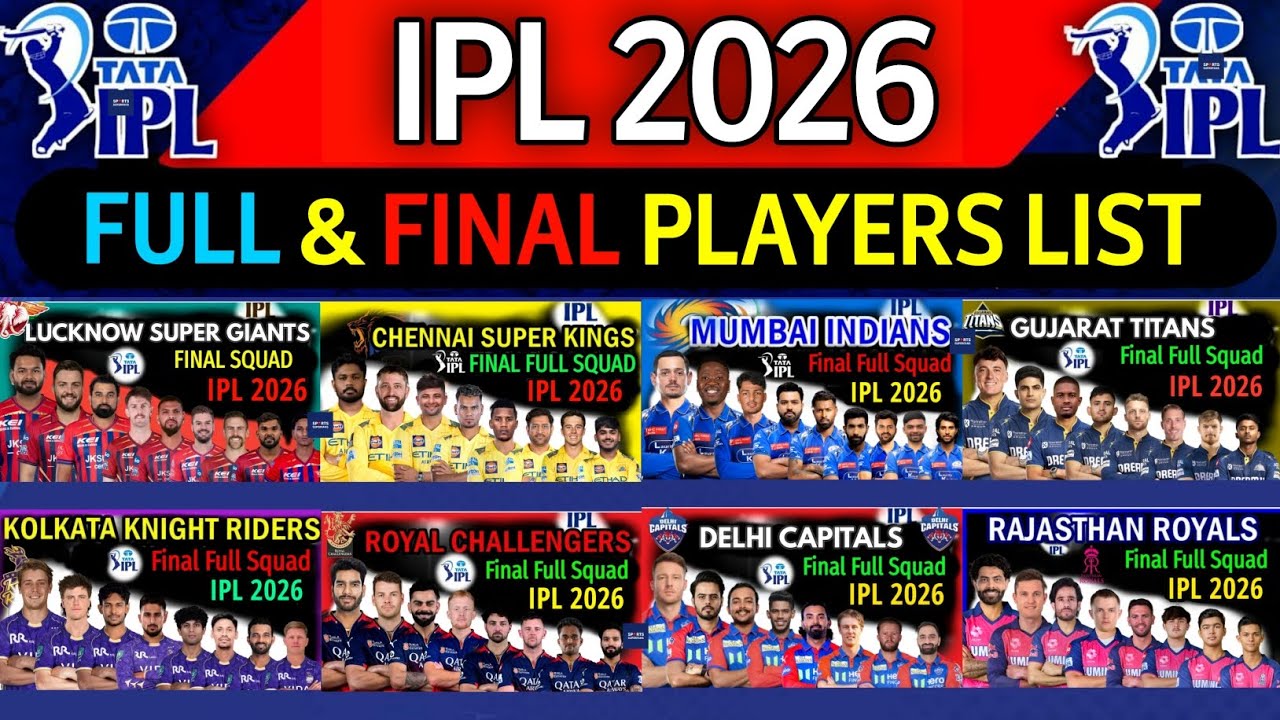 IPL 2026 Final Squad & Player List 🏏