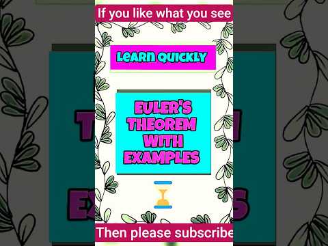Euler Theorem With Examples | #eulertheorem #example
