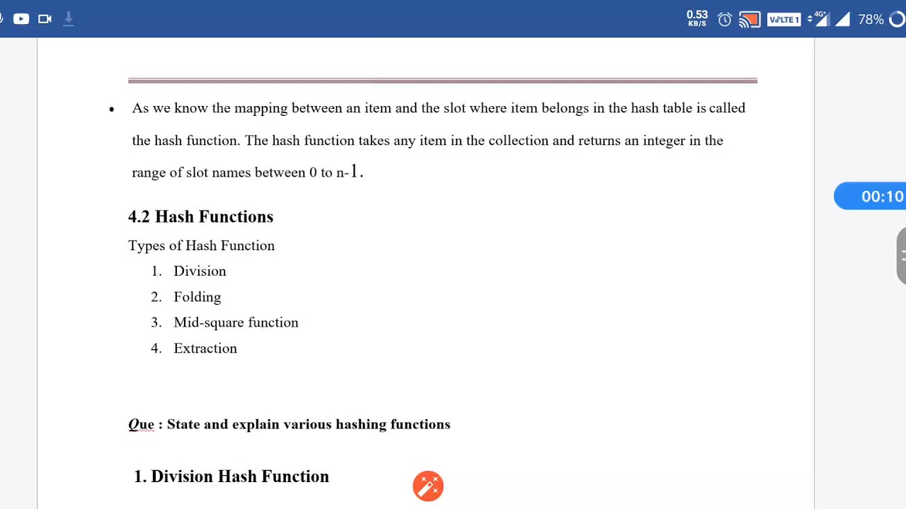 DSA-Data Structures and Algorithms-SE CSE-IT-Hash Functions