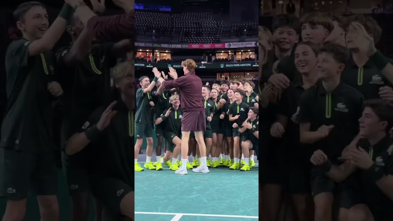 Jannik Sinner Celebrates Victory with Ball Boys in Paris 🏆