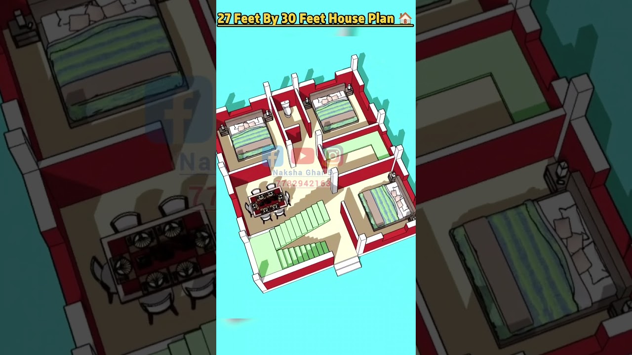 27 Feet By 30 Feet House Plan #gharkanaksha #homeplan #shortfeed #nakshaghar