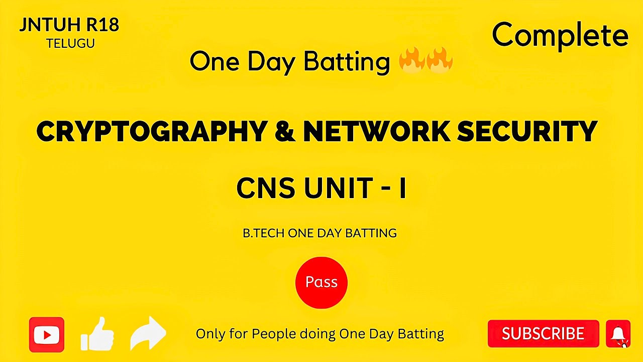 CNS UNIT 1: Security Concepts, Encryption & Cryptography (Hill Cipher) | JNTUH R18 & R22