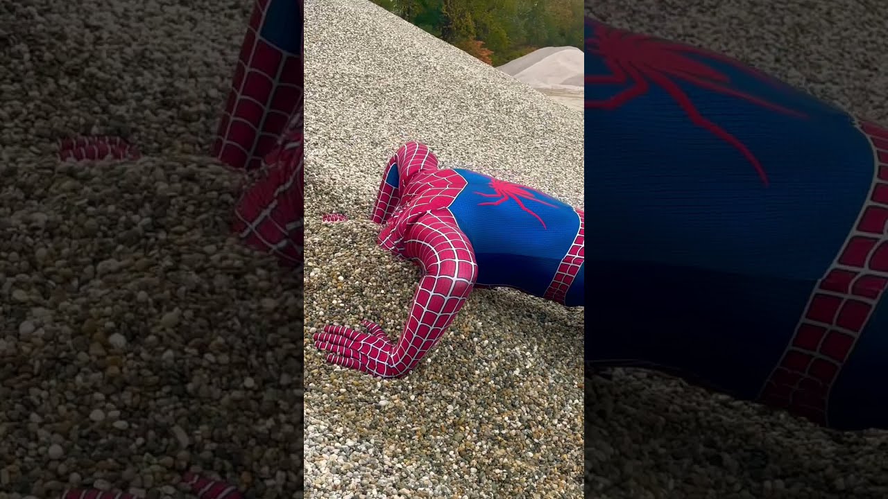 Spiderman Gets His Head Stuck in Sand 🕷️
