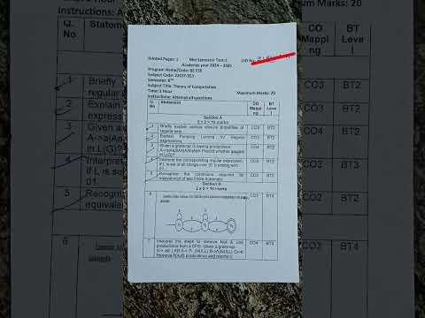 Theory of computation MST Question | TOC| MST 2 | 2024-25 | #pyq #exam #education
