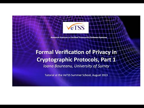 I. Boureanu, “Formal Verification of Privacy in Cryptographic Protocols, 1”, VeTSS Summer School 24