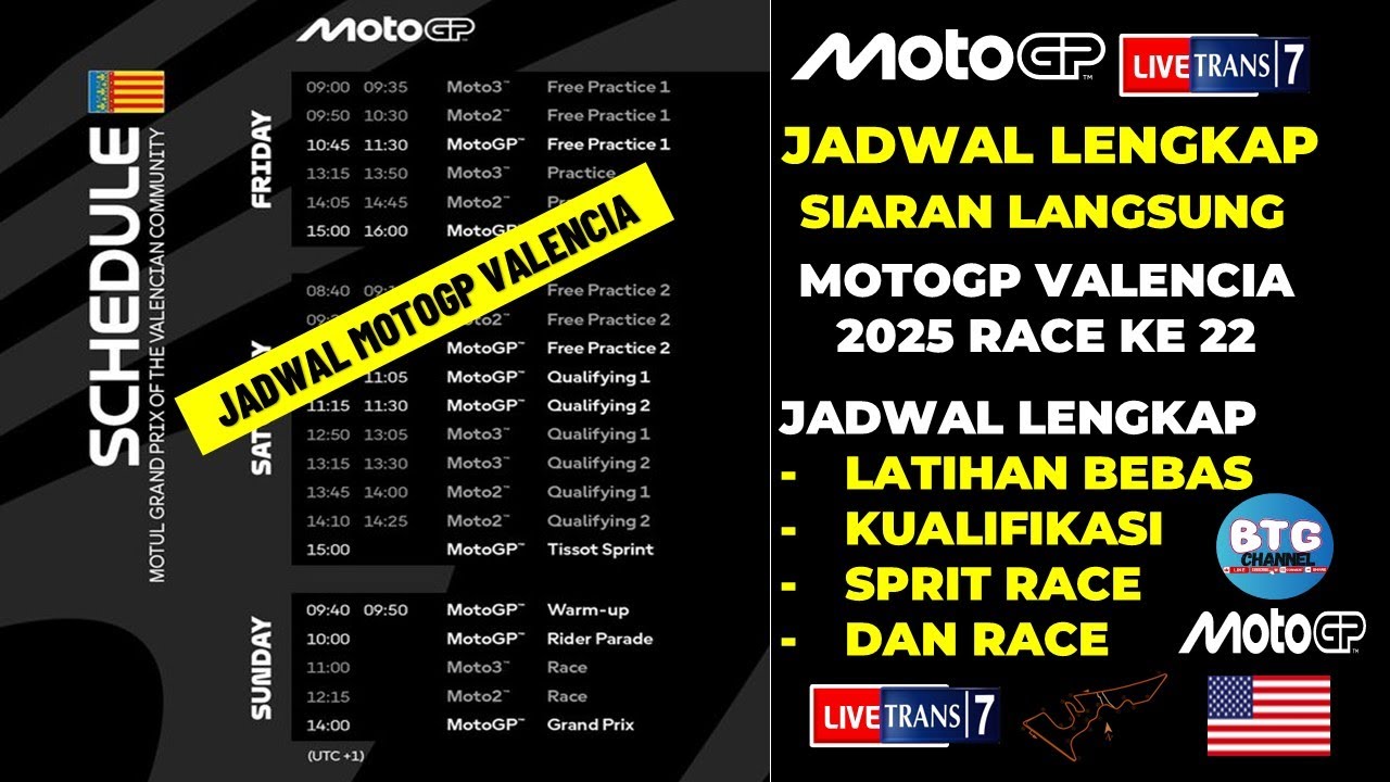 Berlangsung Mulai Hari ini!! Jadwal MotoGP Valencia 2025: Dari Sprint - Race Live Trans7 Seri ke 22