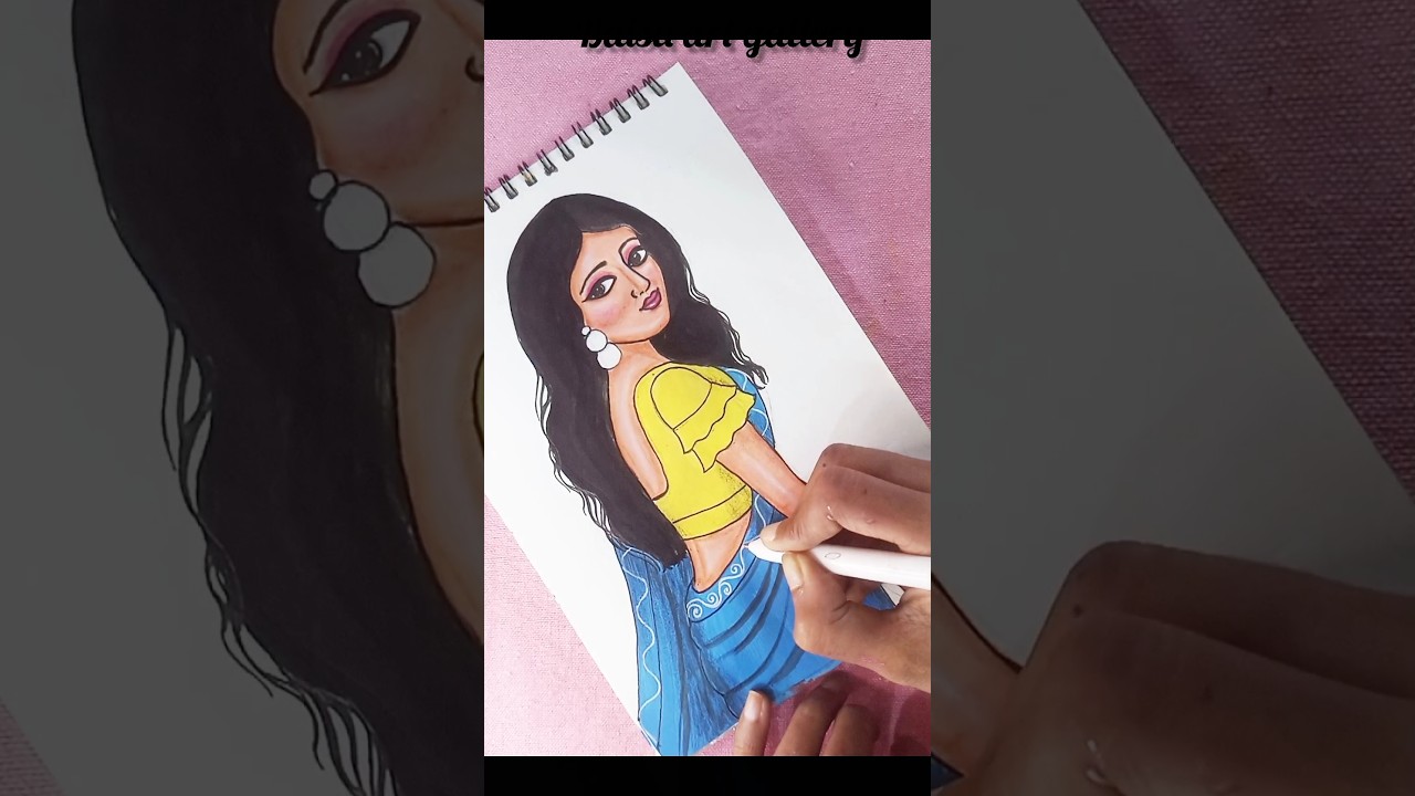 Drawing a Traditional Bengali Girl in Saree 🎨