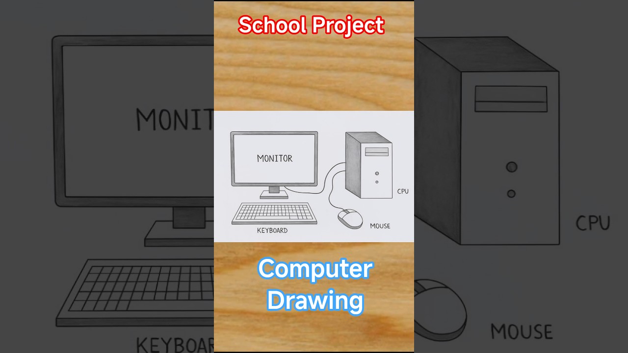 Easy Step-by-Step Guide to Drawing a Computer 🖥️ for School Projects