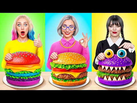 Wednesday vs Grandma Cooking Challenge | Funny Food Recipes by Multi DO Challenge