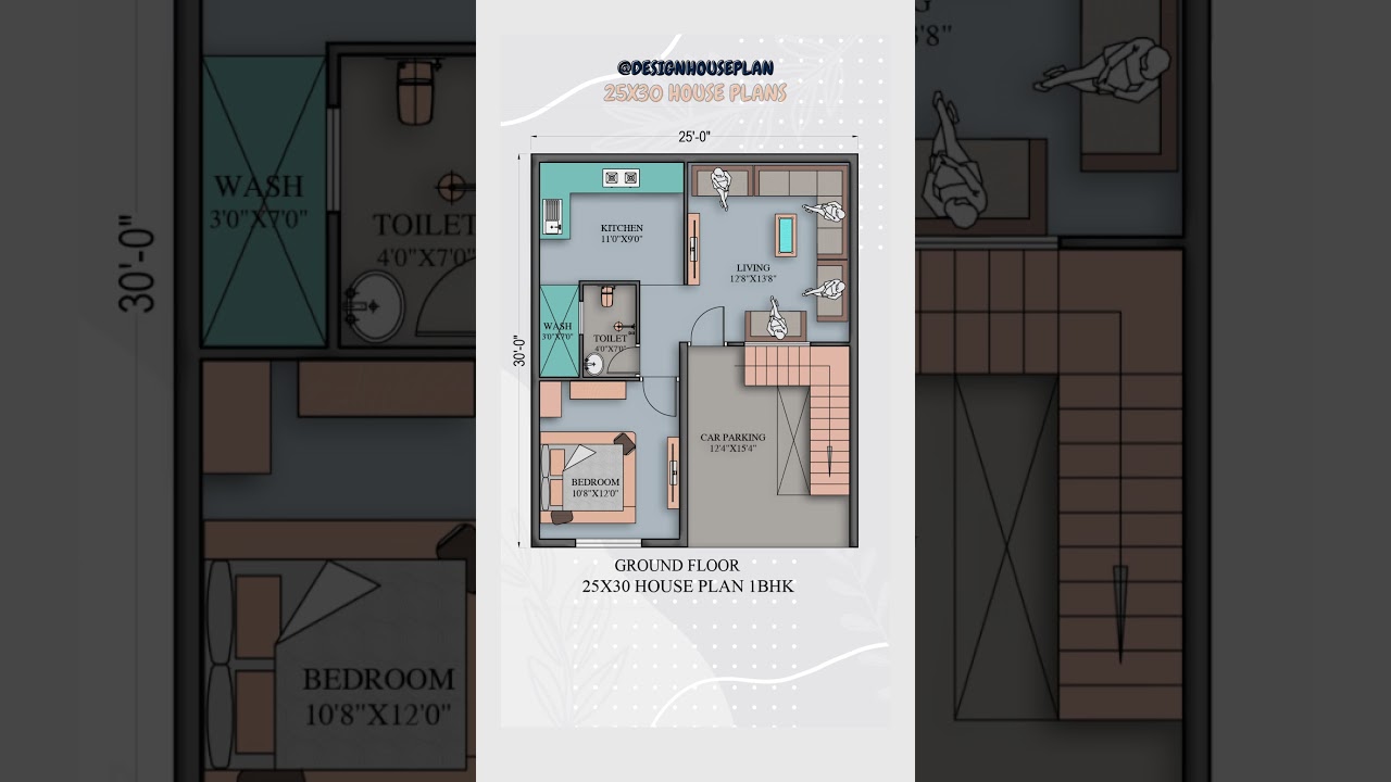25x30 House Plan | 1BHK Design & Floorplans 🏡