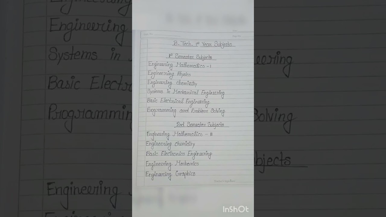 First Year B.Tech Subjects 📚