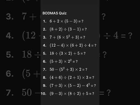 "Top 10 BODMAS Questions for Quick Practice | Math Quiz for Students | BODMAS Rule Explained"