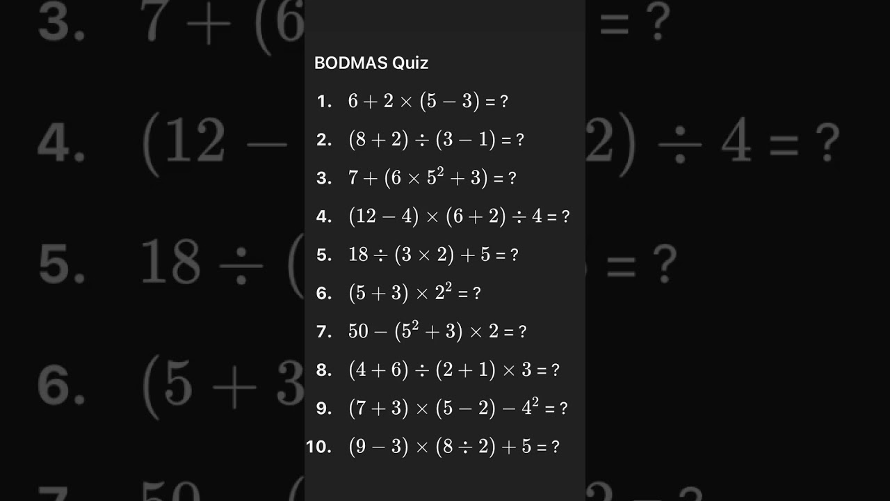 Master BODMAS with These 10 Quick Practice Questions 🧮