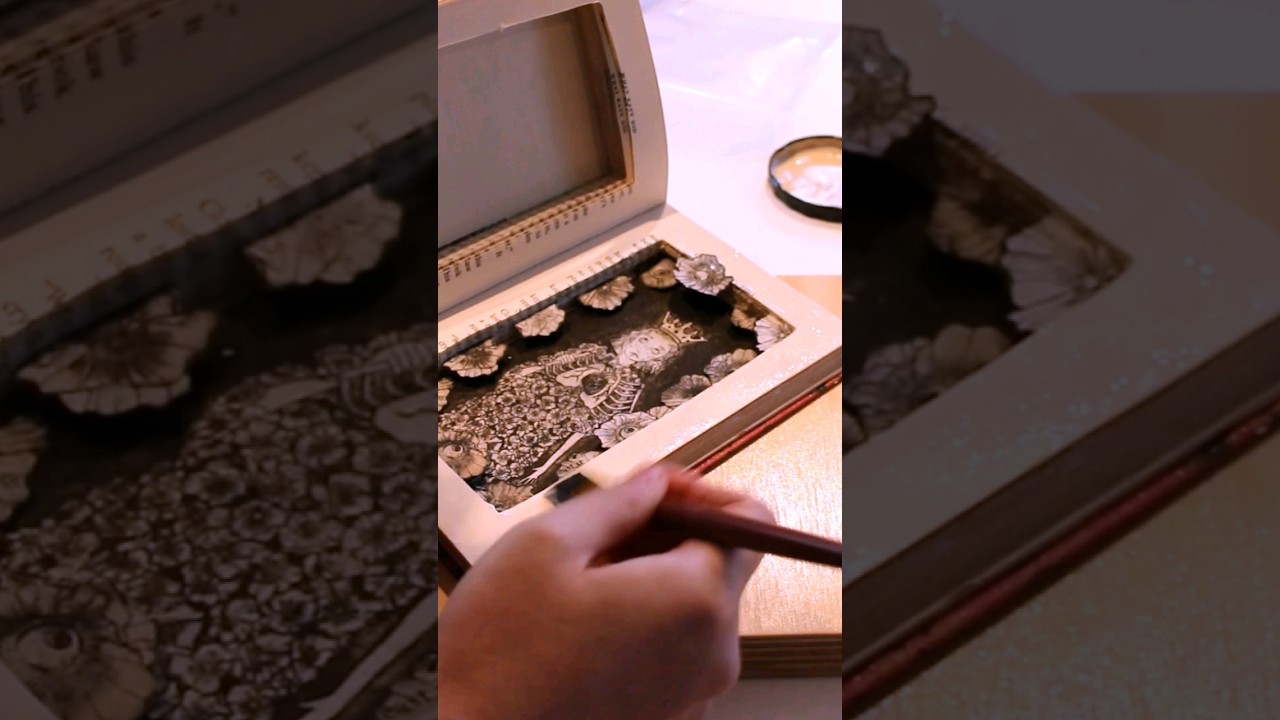 Hollow Book Sculpture: Paper Art & Etching ✨