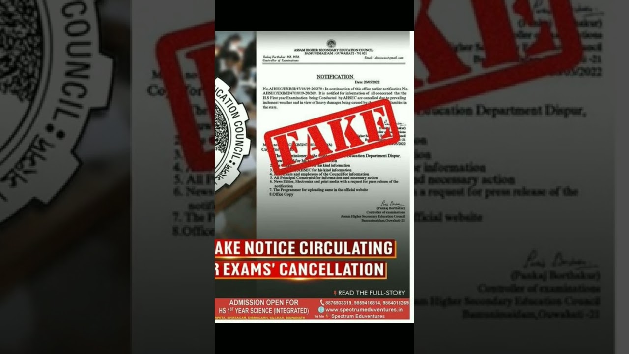 Assam HS 1st Year Exam 2022 News Update ๐