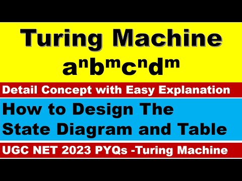 Turing Machine a^n b^m c^n d^m | Turing Machine in Toc |UGC NET 2023 PYQs Solution of Turing Machine