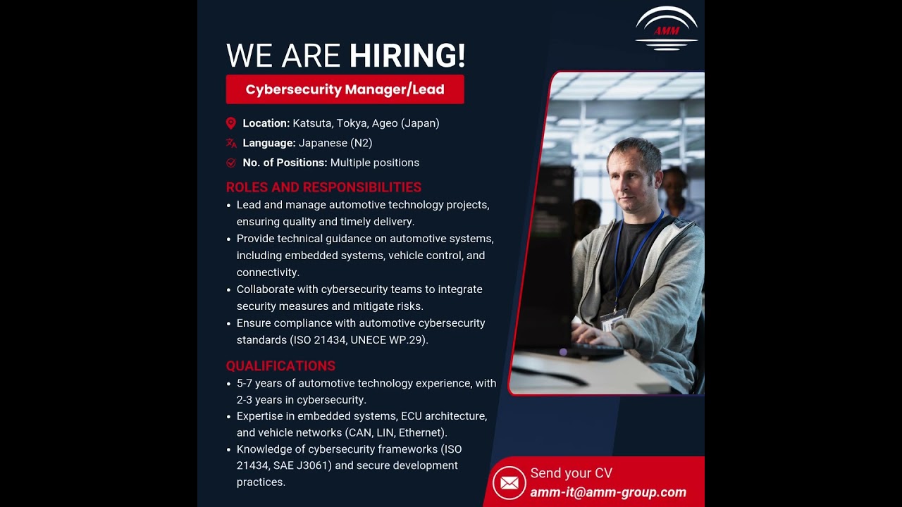Hiring: Cybersecurity Manager/Lead in Japan 🇯🇵