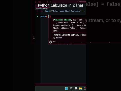 Python Calculator in 2 lines 😎 #pythonhacks #pythontricks #python #coding #programming #shorts