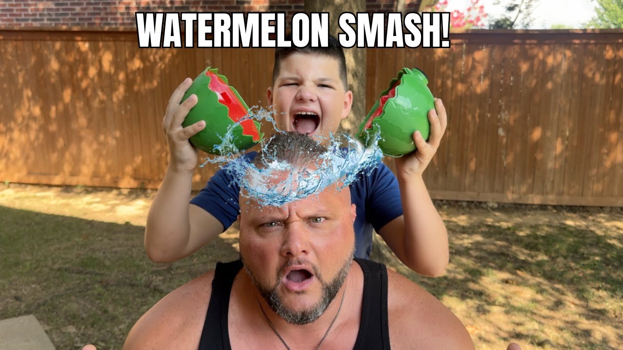 Watermelon Smash Challenge ๐ - Fun Family Game with Caleb & Dad!