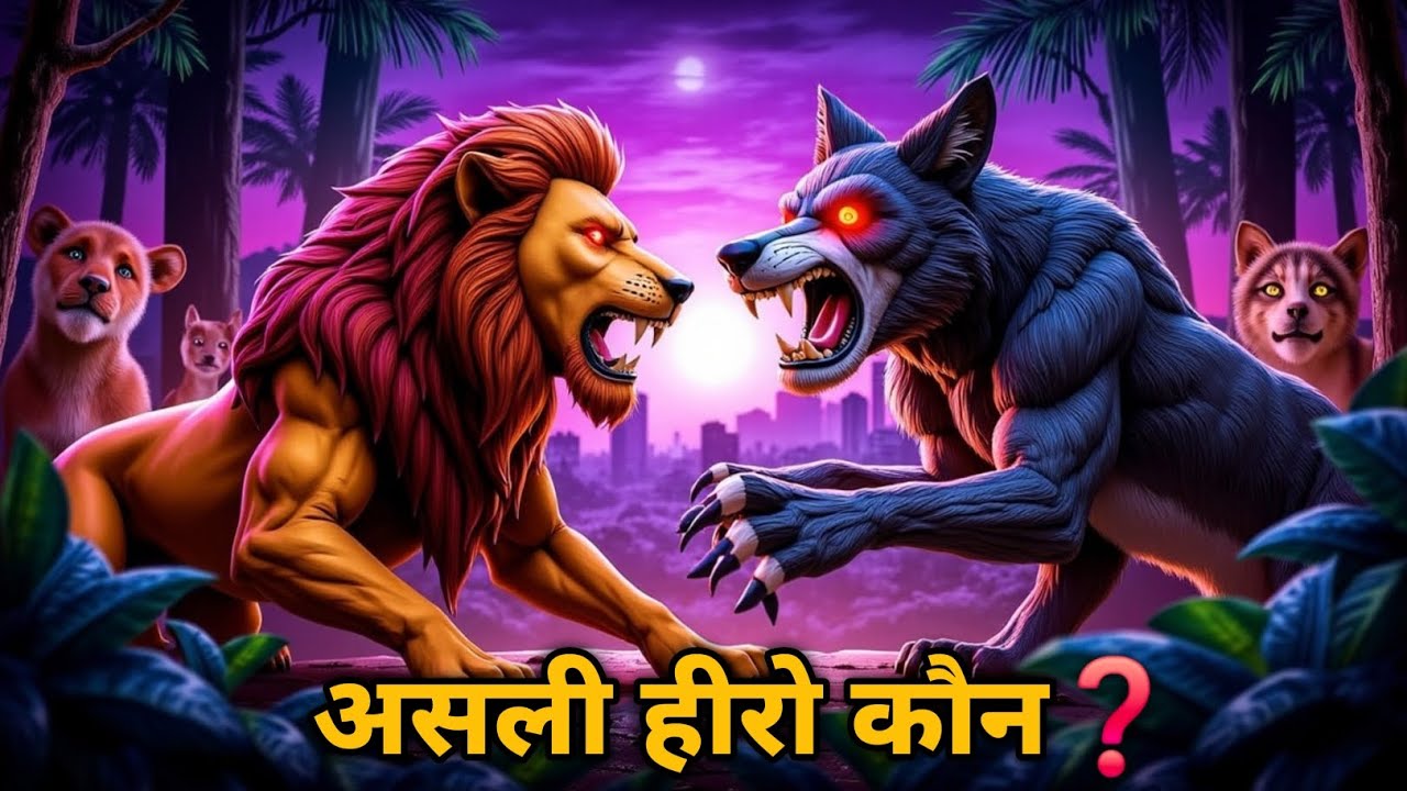 शेर vs भेड़िया: जंगल की रहस्यमयी कहानी 🦁