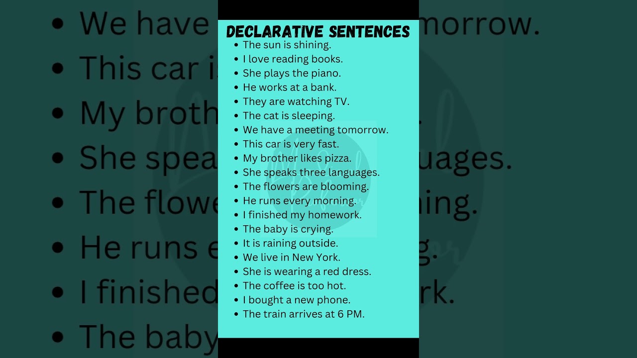 20 Declarative Sentences in English 📚
