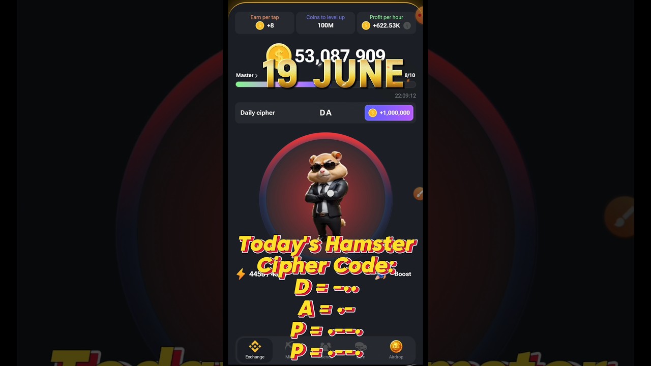 19 June 19 - Today's Hamster Cipher (Morse) Challenge 🐹 | Daily HamsterKombat Code