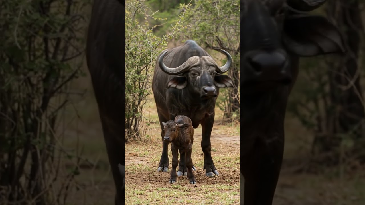 Momma Buffalo & Calf: African Wildlife Cuteness 🐾