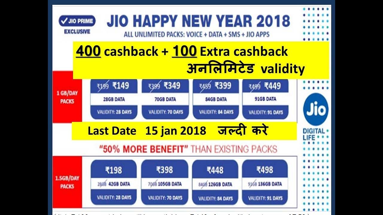 Reliance Jio Happy New Year 2018 Plans 🎉