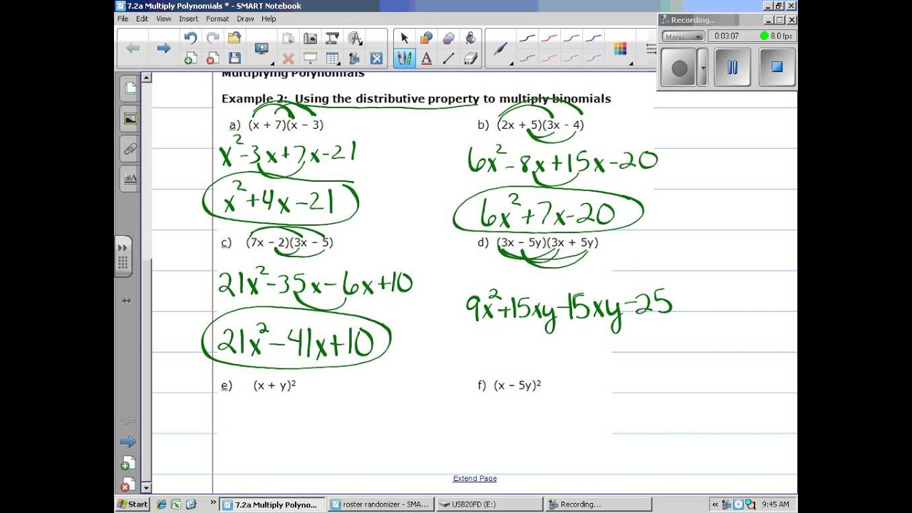02 Master Polynomial Multiplication: Algebra I Notes for Feb 20 π